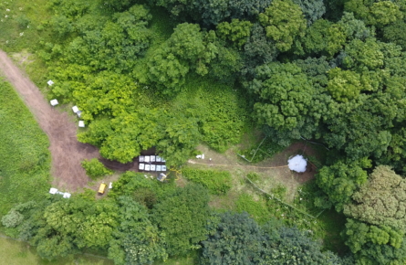 Drone Mineshaft foam filling Foaming a mine vent shaft with hardfoam