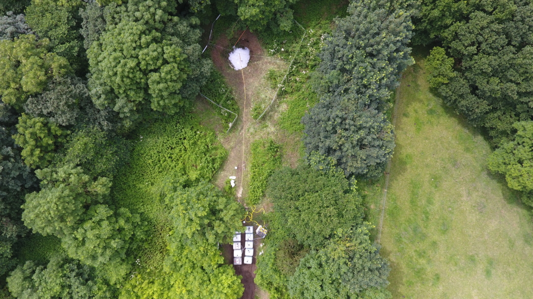 Drone shot Mineshaft filling Drone shot mineshaft and foaming equipment.