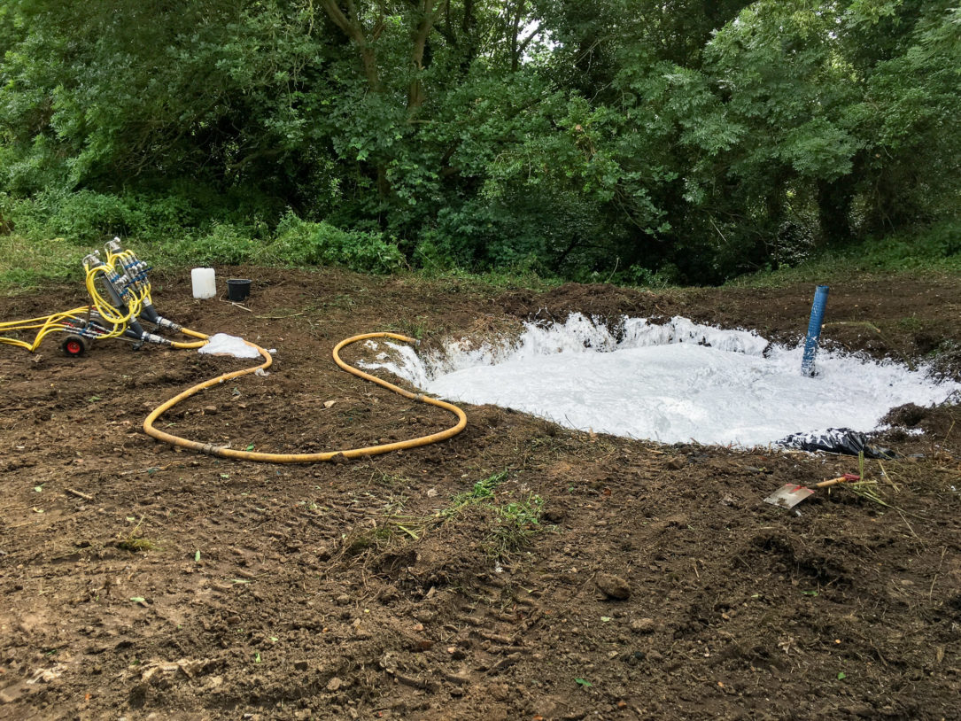 Middlesbrough mineshaft fill - top Foam equipment on top of shaft fill